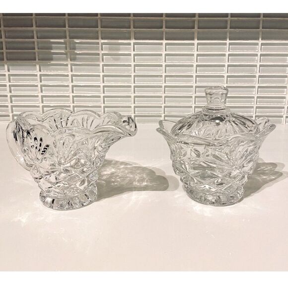 NEW Beautiful Crystal Sugar and Cream Serving Set. Never Used. - Picture 2 of 4